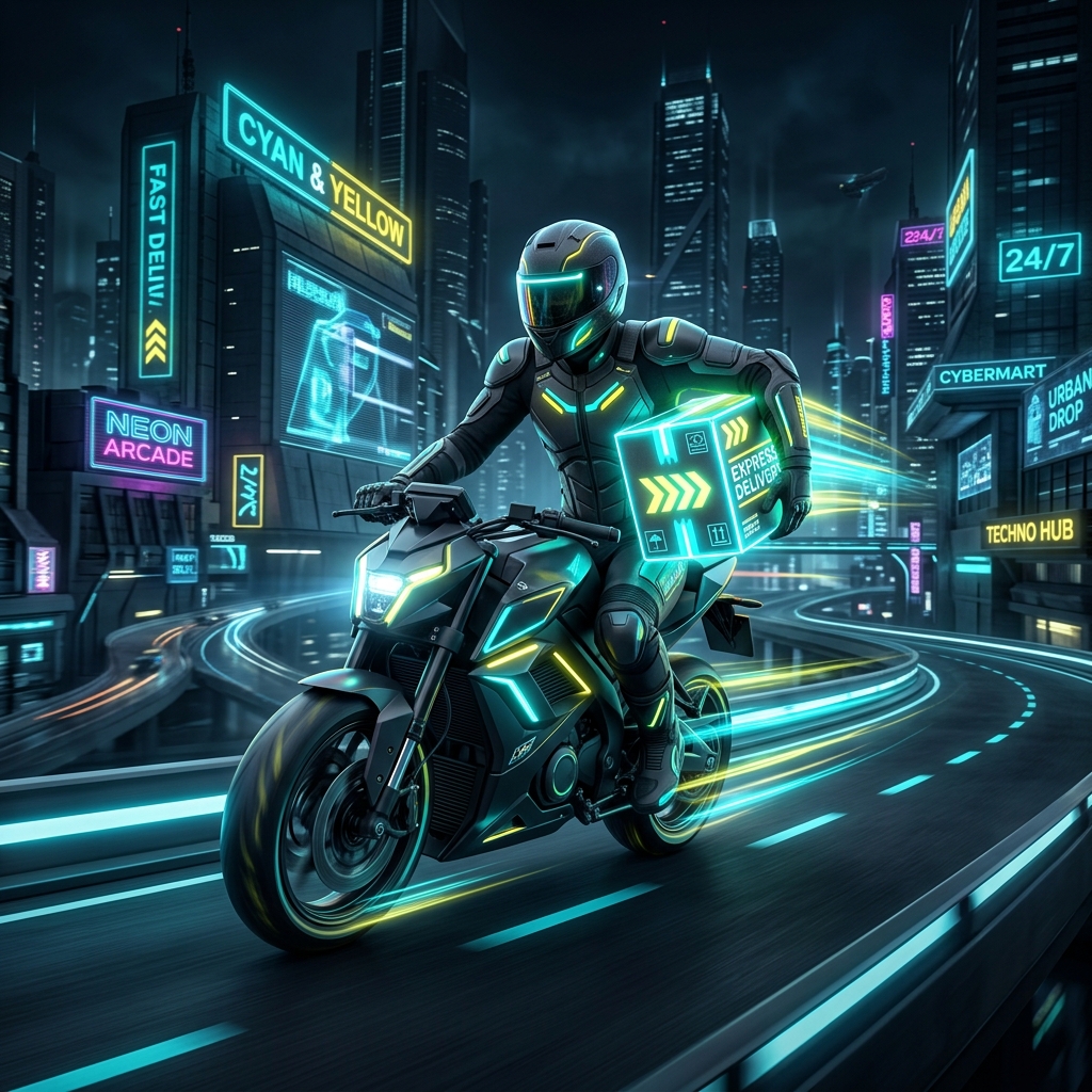 Fetch It Courier Runner on Bike